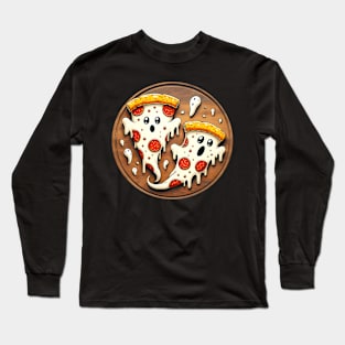 Funny Pizza Ghost Halloween Long Sleeve T-Shirt